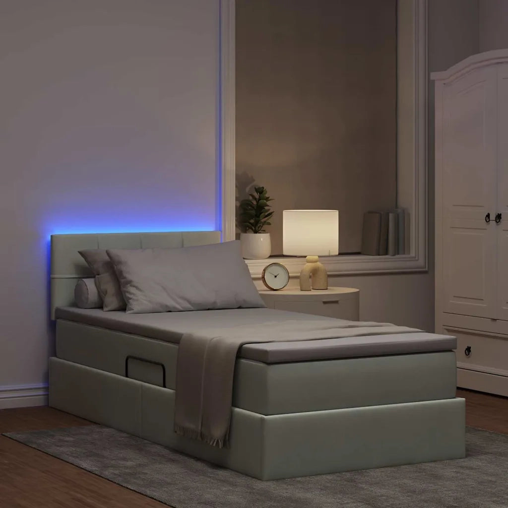 Letto con contenitore e LED Grigio chiaro 100 x 200 cm Velluto 3371373
