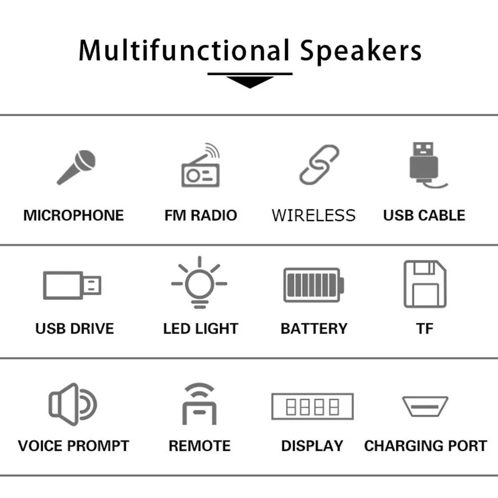 Trade Shop - Cassa Altoparlante Speaker Con Microfono Per Karaoke Giochi Luce Led Usb Aux 20w -