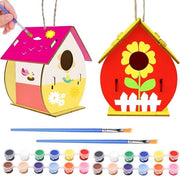 Set di 2 case per uccelli in legno per progetti DIY