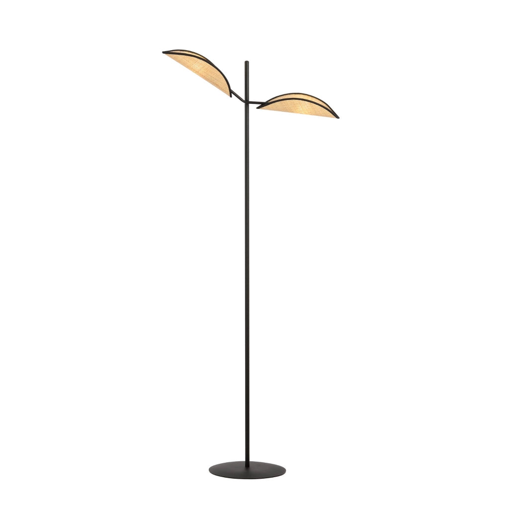 Lampada da terra Emibig VENE nera rattan 2xE14 150cm