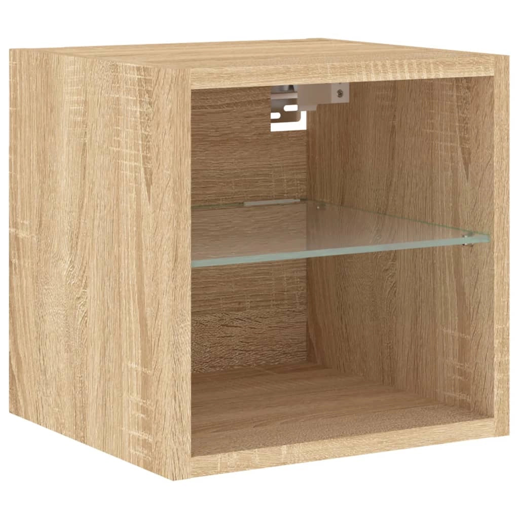 Mobile TV multimediale mensola TV credenza mobile TV sala da pranzo soggiorno camera da letto con illuminazione a LED 4 pezzi legno ingegnerizzato rovere Sonoma marrone 02_0029364