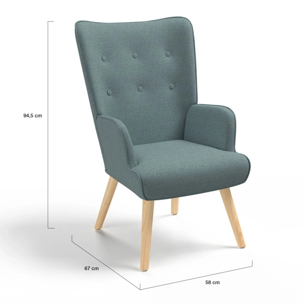 IDMarket - Sillón escandinavo IVAR en tejido verde eucalipto