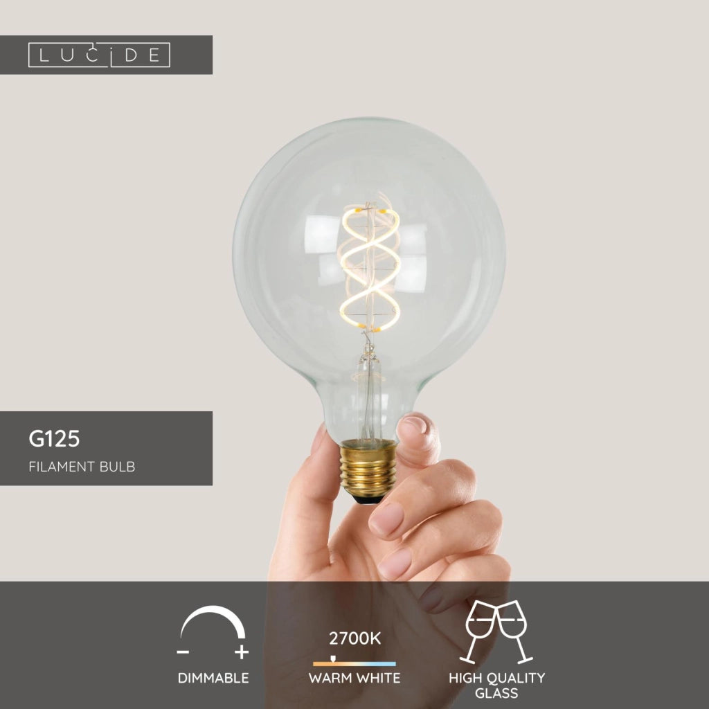 Lampadina LED filamento sfera trasparente E27 5W Lucide