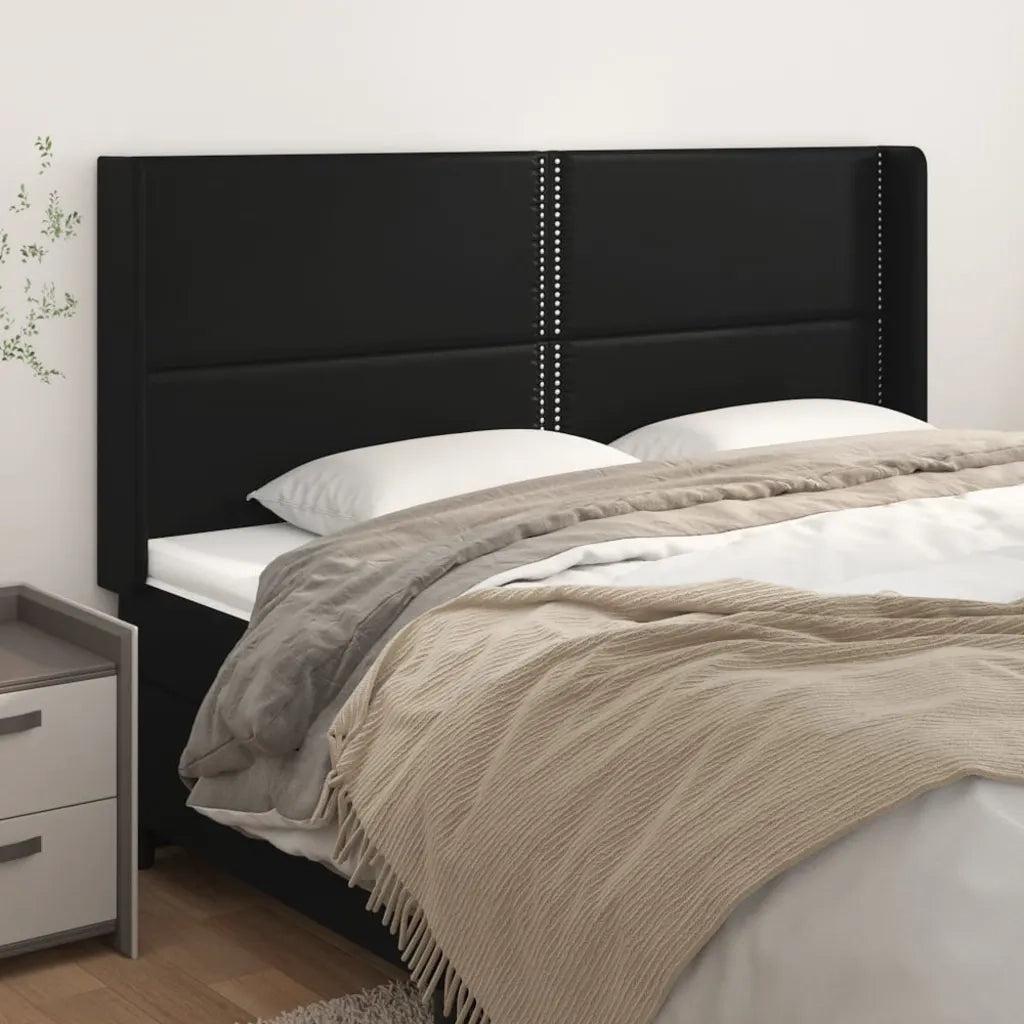 Testiera ad Orecchio Nera 183x16x118/128 cm in Similpelle 3119542