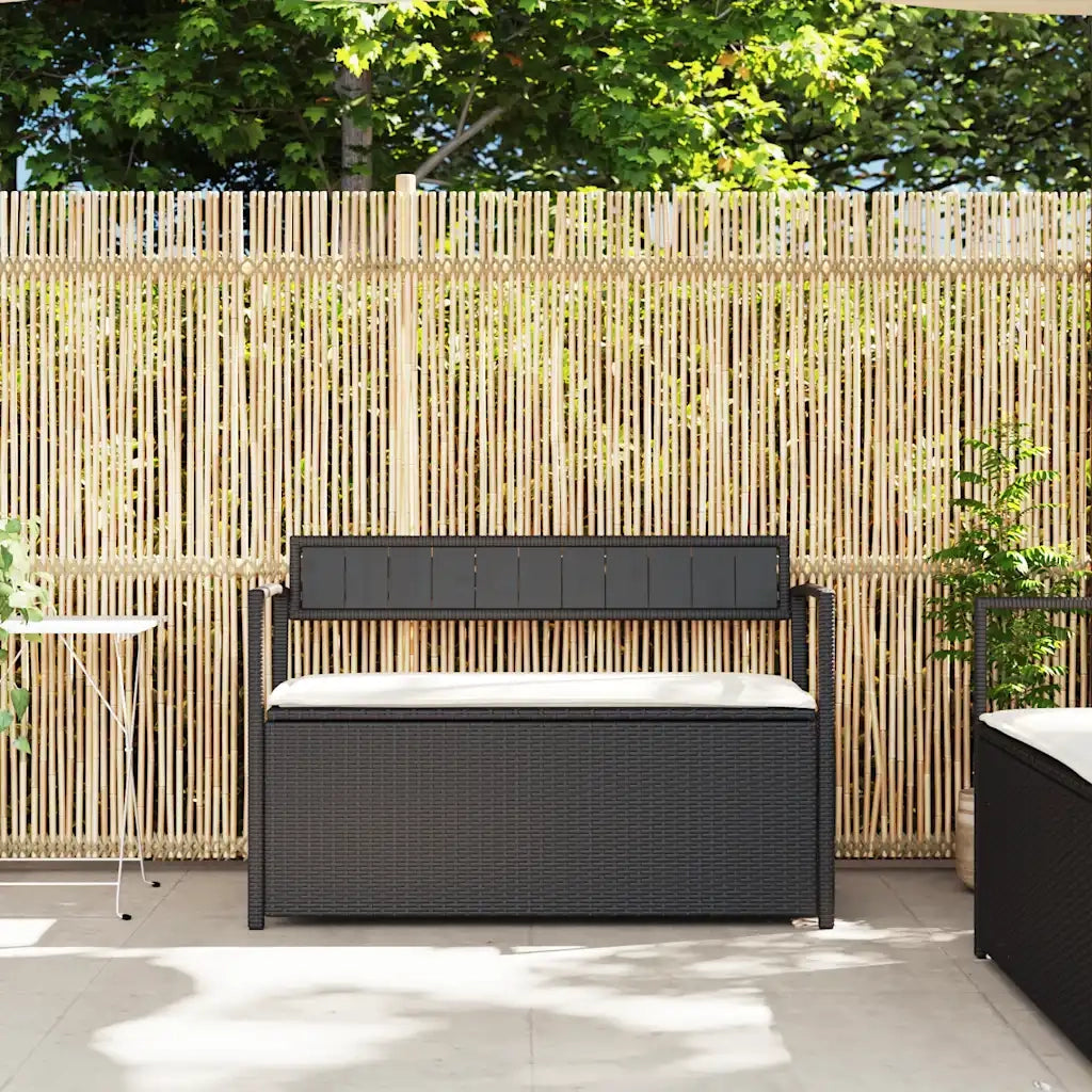 Panca Portaoggetti da Giardino con Cuscino-Sgabello-Panca con Contenitore in Polyrattan Nero 658836