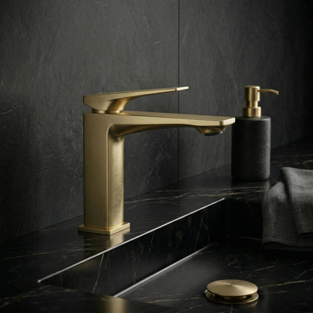 Rubinetto Da Lavabo Premium Rea Prime Brush Gold Low