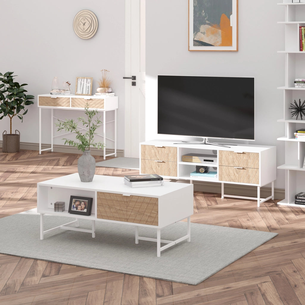 Consolle con 2 Cassetti ¨C Minimal ¨C Bianco Metallo 100x30x75cm
