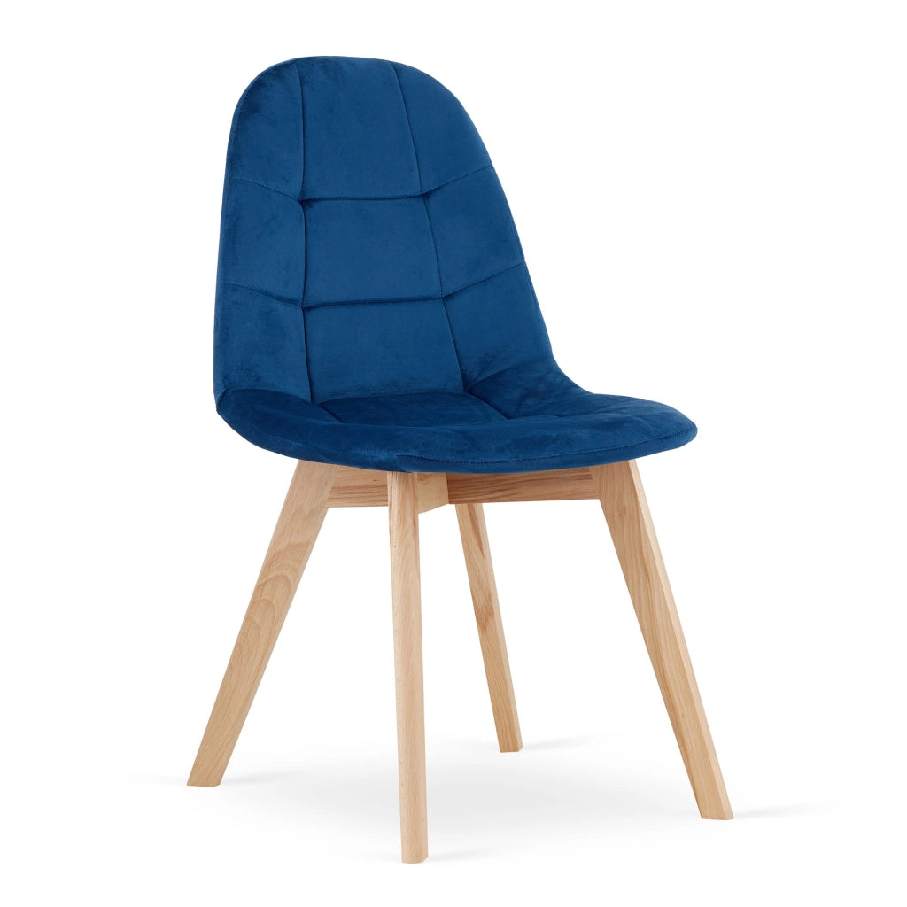 Sedia Valora NUUC in velluto blu navy dal design ergonomico x4