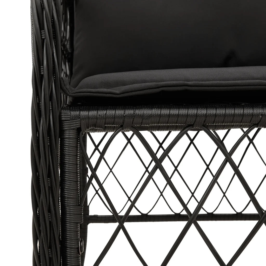 Set da Pranzo da Giardino 5 pz Nero con Cuscini in Polyrattan 3212098