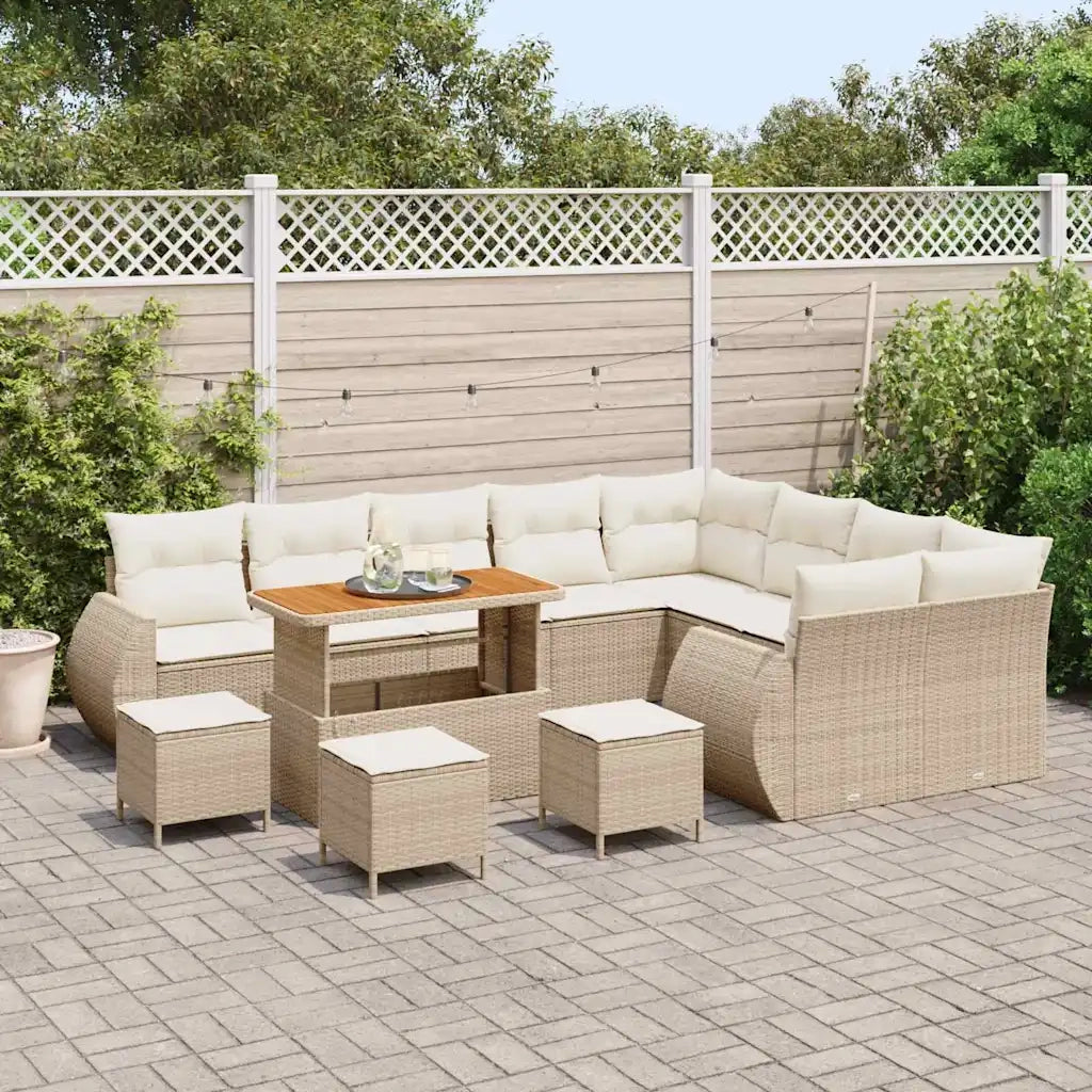 Set Divano da Giardino con cuscino 13 pcs beige e panna