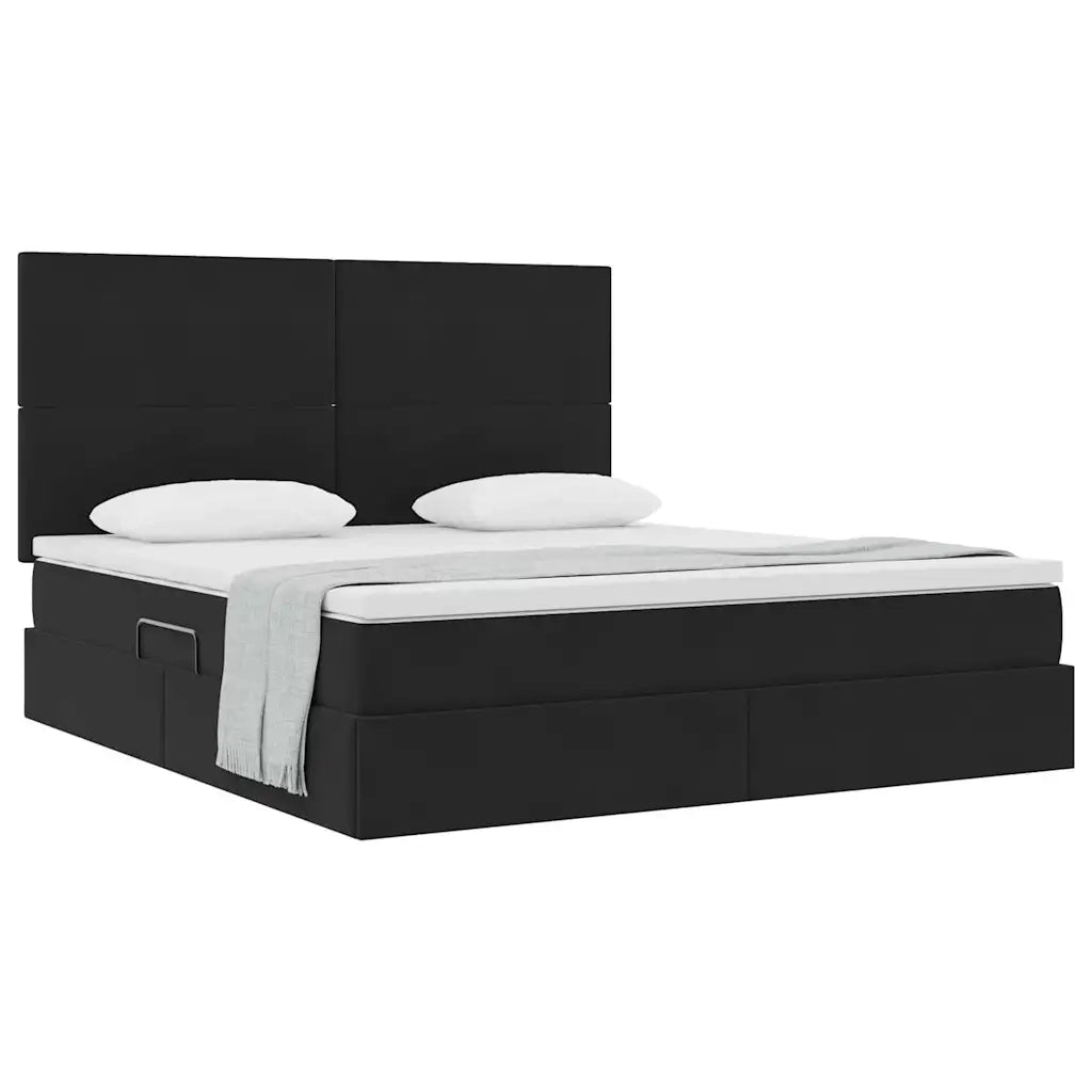 Letto con contenitore e materasso Nero 180 x 200 cm Velluto 3371987