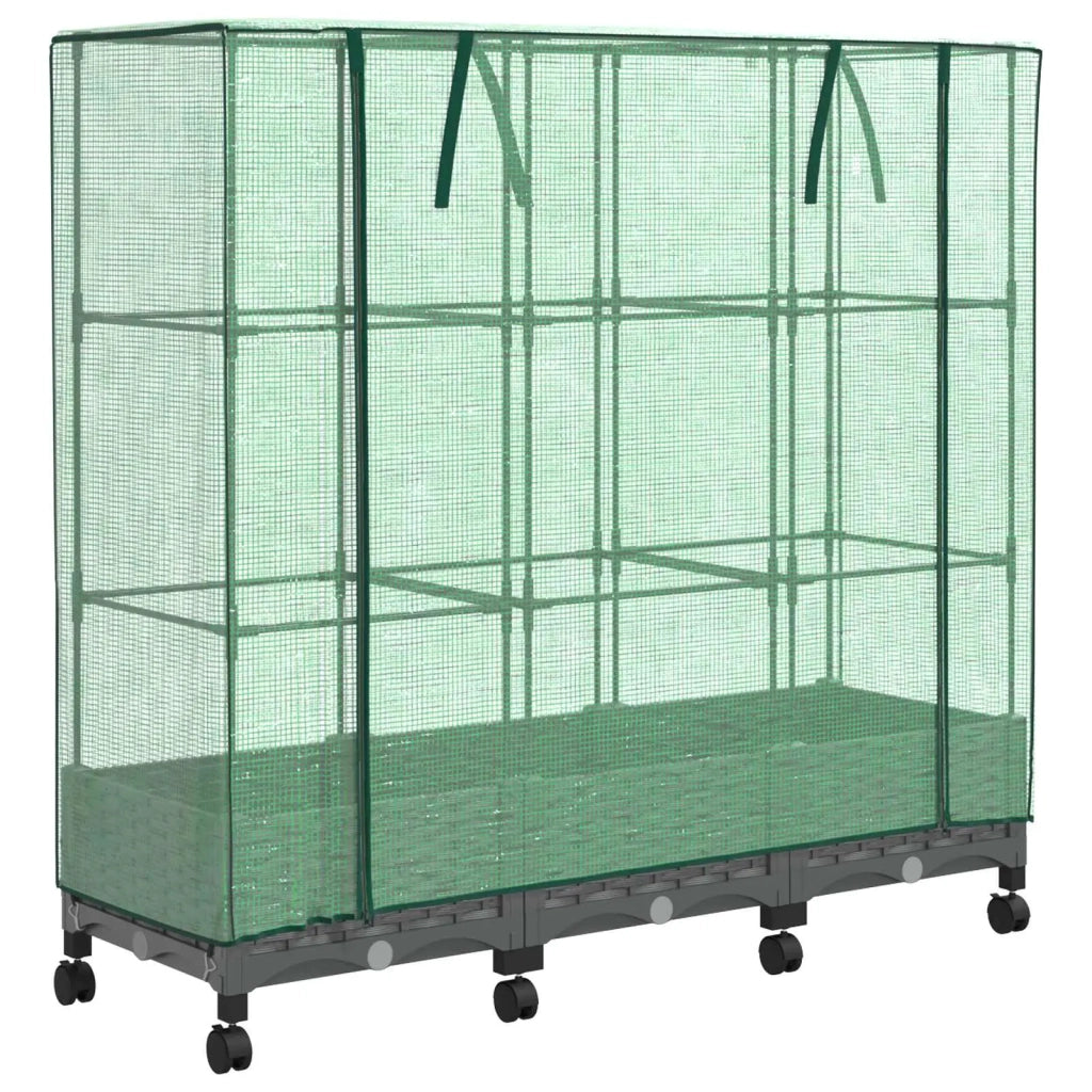 Vaso da Giardino con Copertura per Serra e Ruote 3 pz PP 3423064