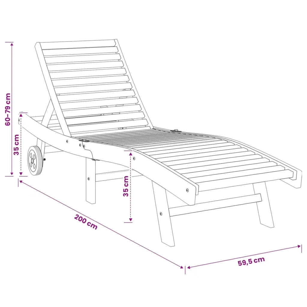 Lettino da sole Marrone Legno di teak solido 42032681