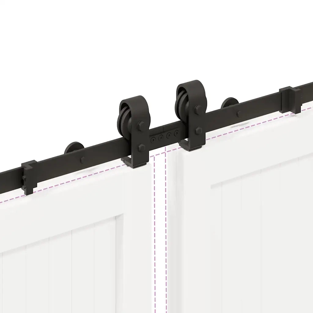 Kit di Binari per Porte Scorrevoli 366 cm Acciaio Nero 3295801