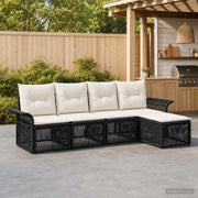 Set Divano da Giardino 5 pz Nero polyrattan 3434815