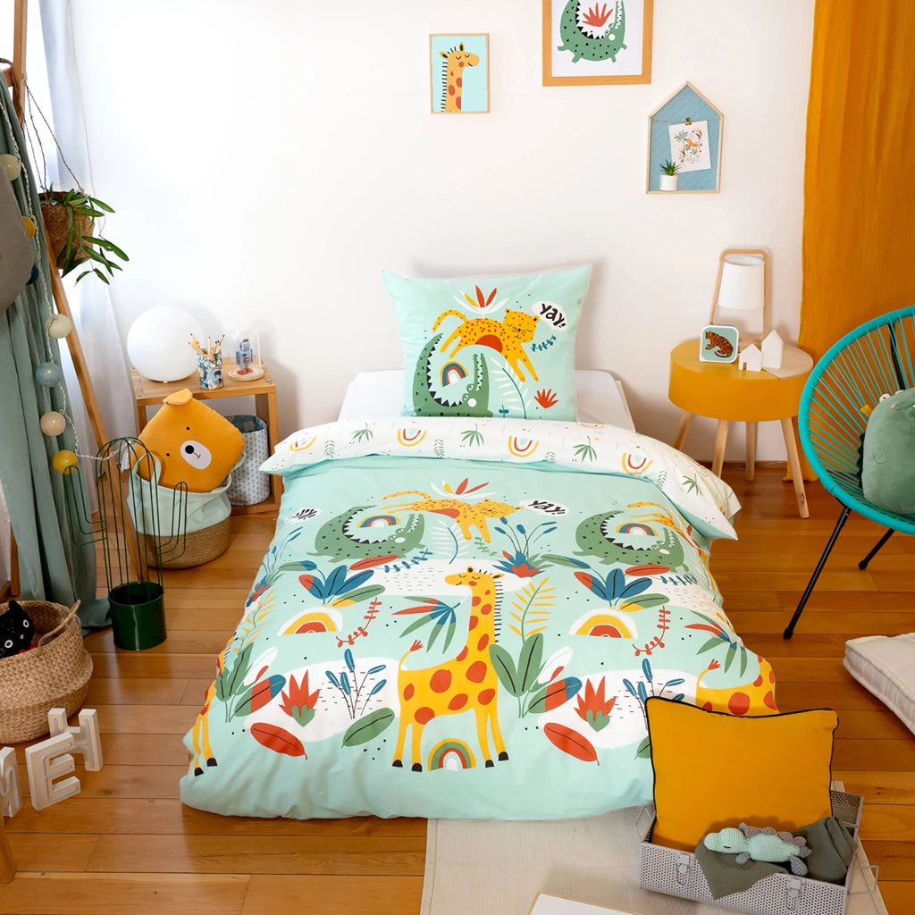 Set biancheria da letto cotone reversibile stampato savana /