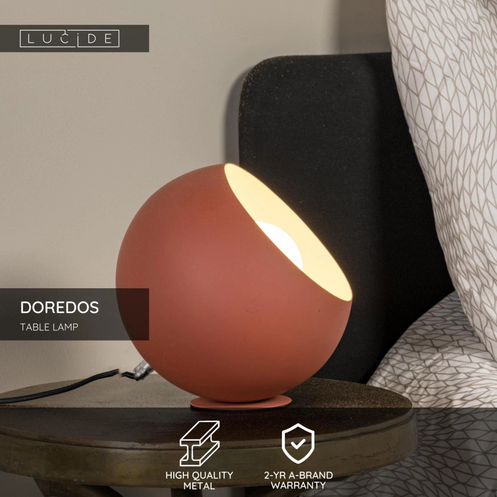 Lampada da tavolo DOREDOS sferica terracotta 1xE27