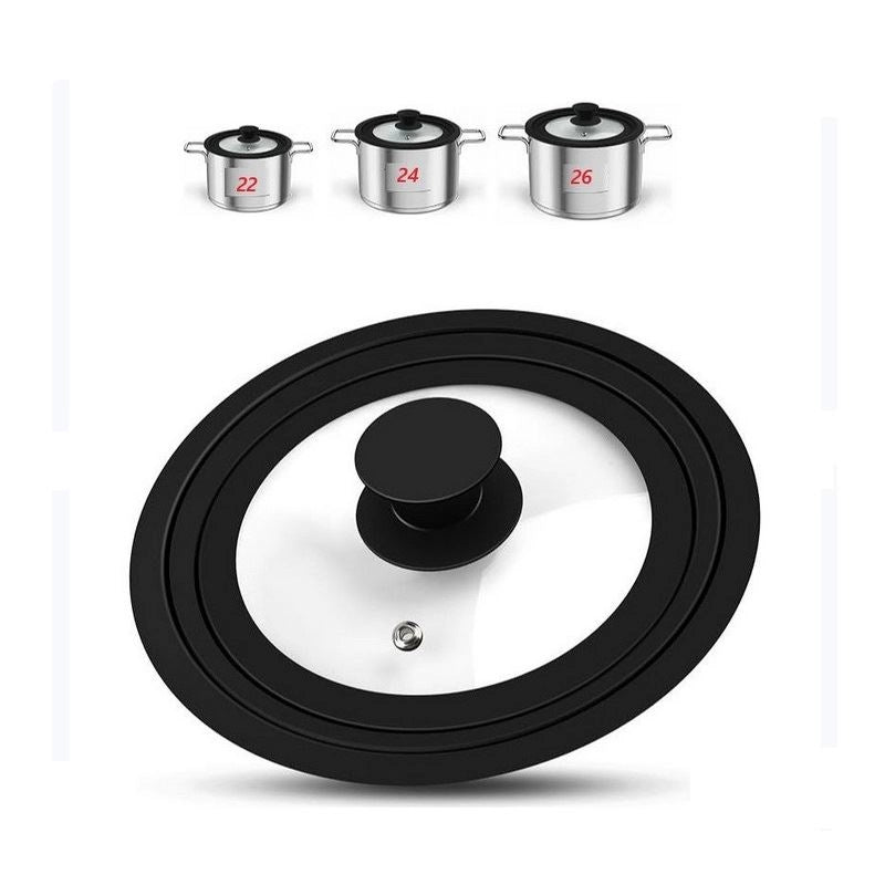 Coperchio per Pentole e Padelle in Vetro e Silicone 22 - 24 - 26 cm