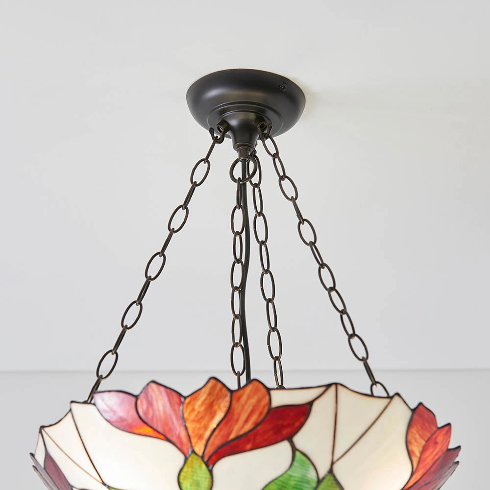 Lampada a sospensione vetrata Tiffany Botanica 3 luci E27