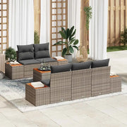 Set Divano da Giardino con cuscino 6 pcs Grigio Poly Rattan