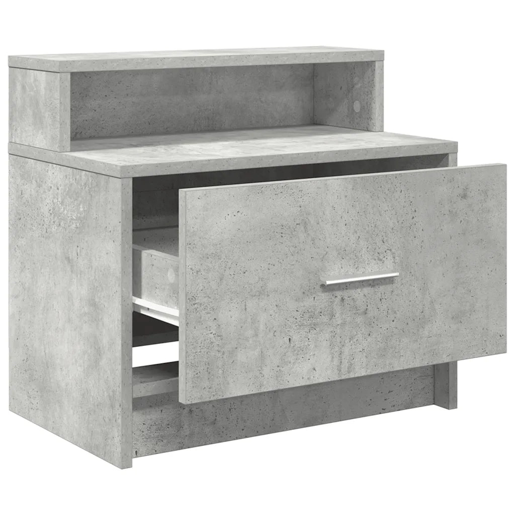 Comodini con Cassetto 2 pz-Set di 2 Tavolino da notte Grigio Cemento 51x31x47 cm