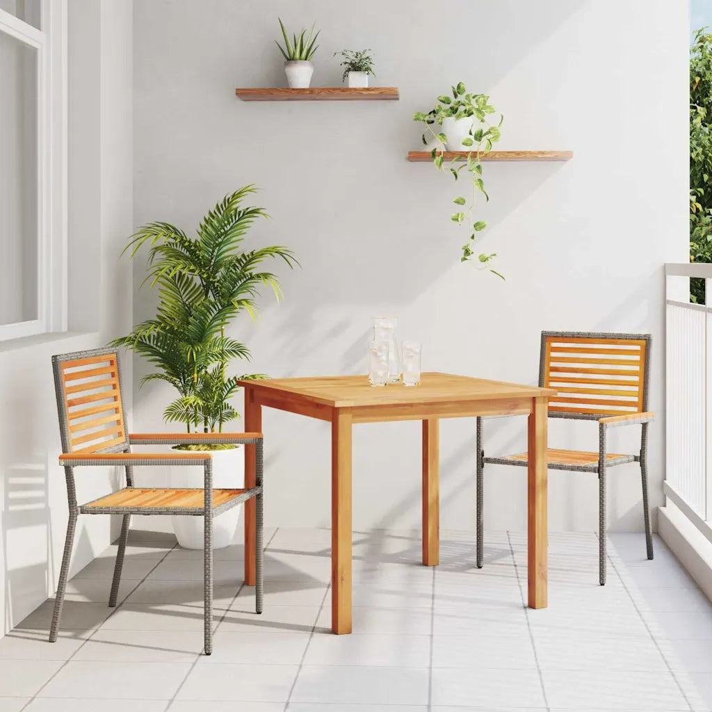 Set da Pranzo per Giardino 3 pcs Grigio