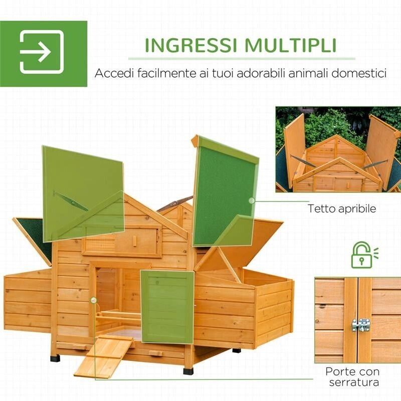 POLLAIO DA GIARDINO IMPERMEABILE IN LEGNO 150X100X96.5 CM