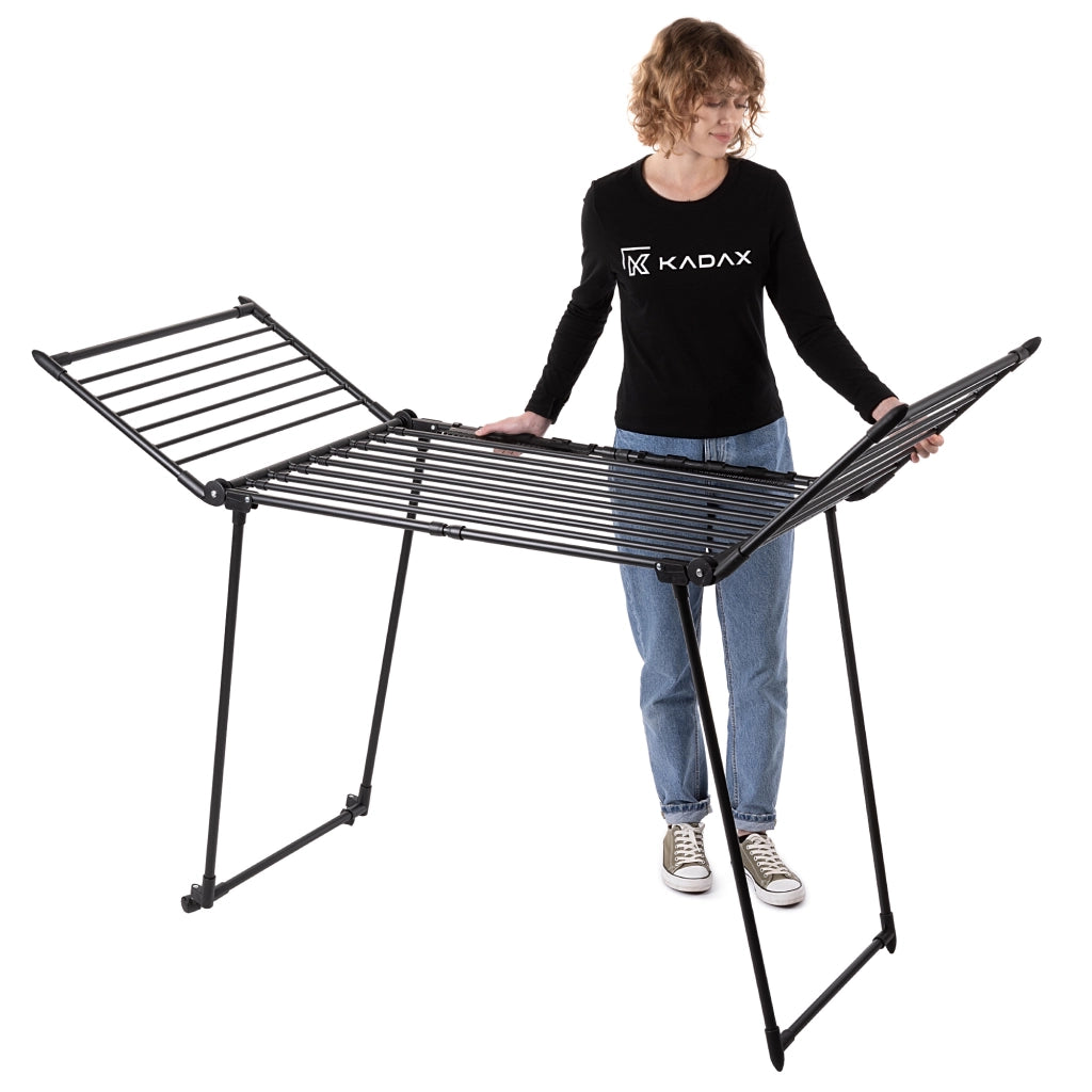 Stendibiancheria verticale grande XXL KADAX, robusto, pieghevole, per giardino e balcone, 27 m