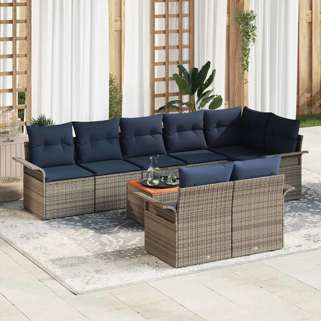 Set Divano da Giardino con cuscino 9 pcs Grigio polyrattan 3347346