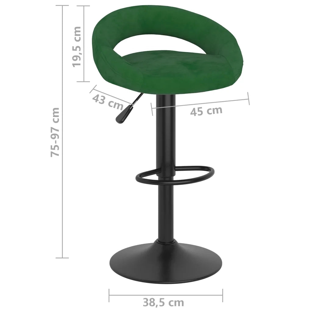 Sgabelli da Bar 2 pz Verde Scuro in Velluto 333272