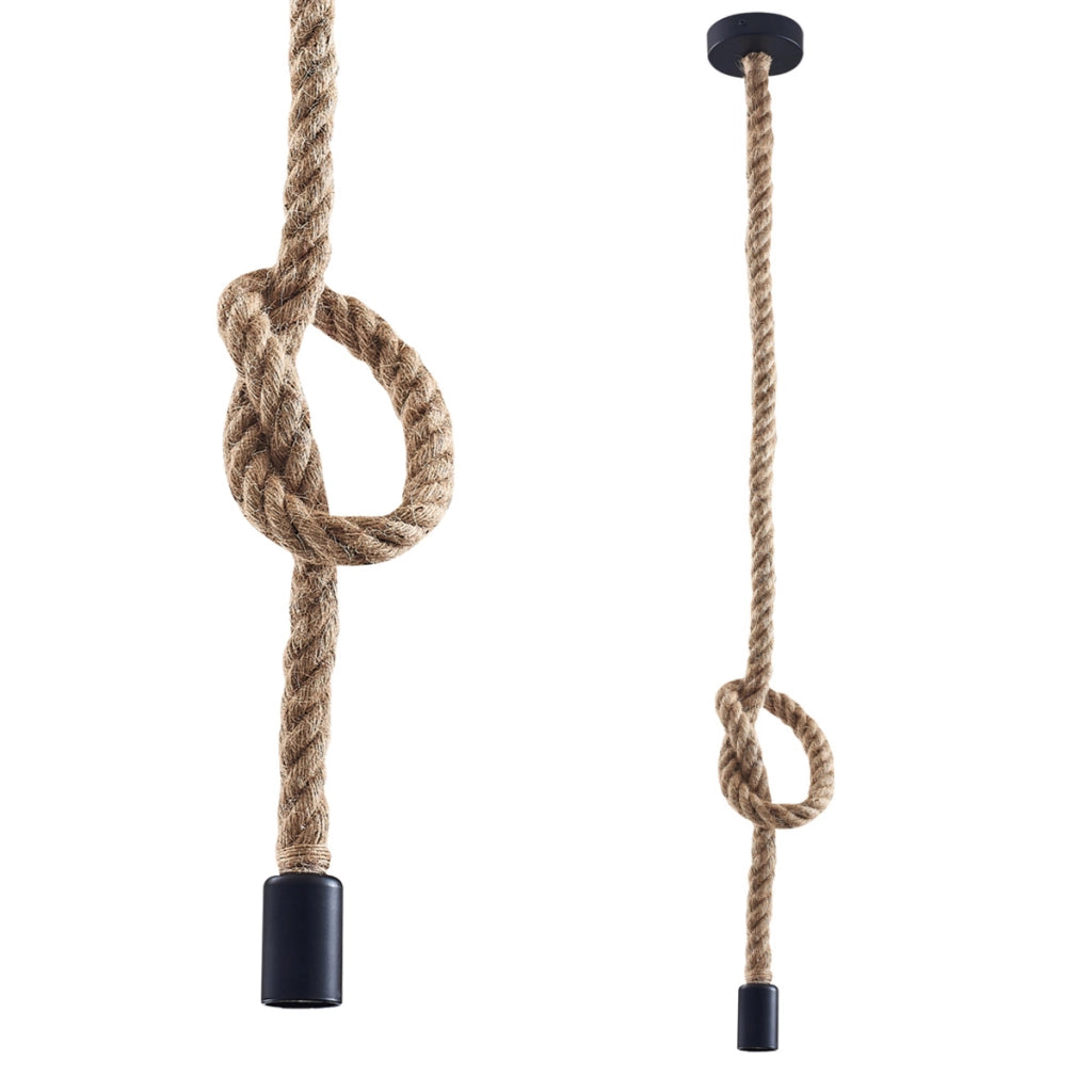 Lampada a sospensione Rope E27 corda marrone 150cm Polux