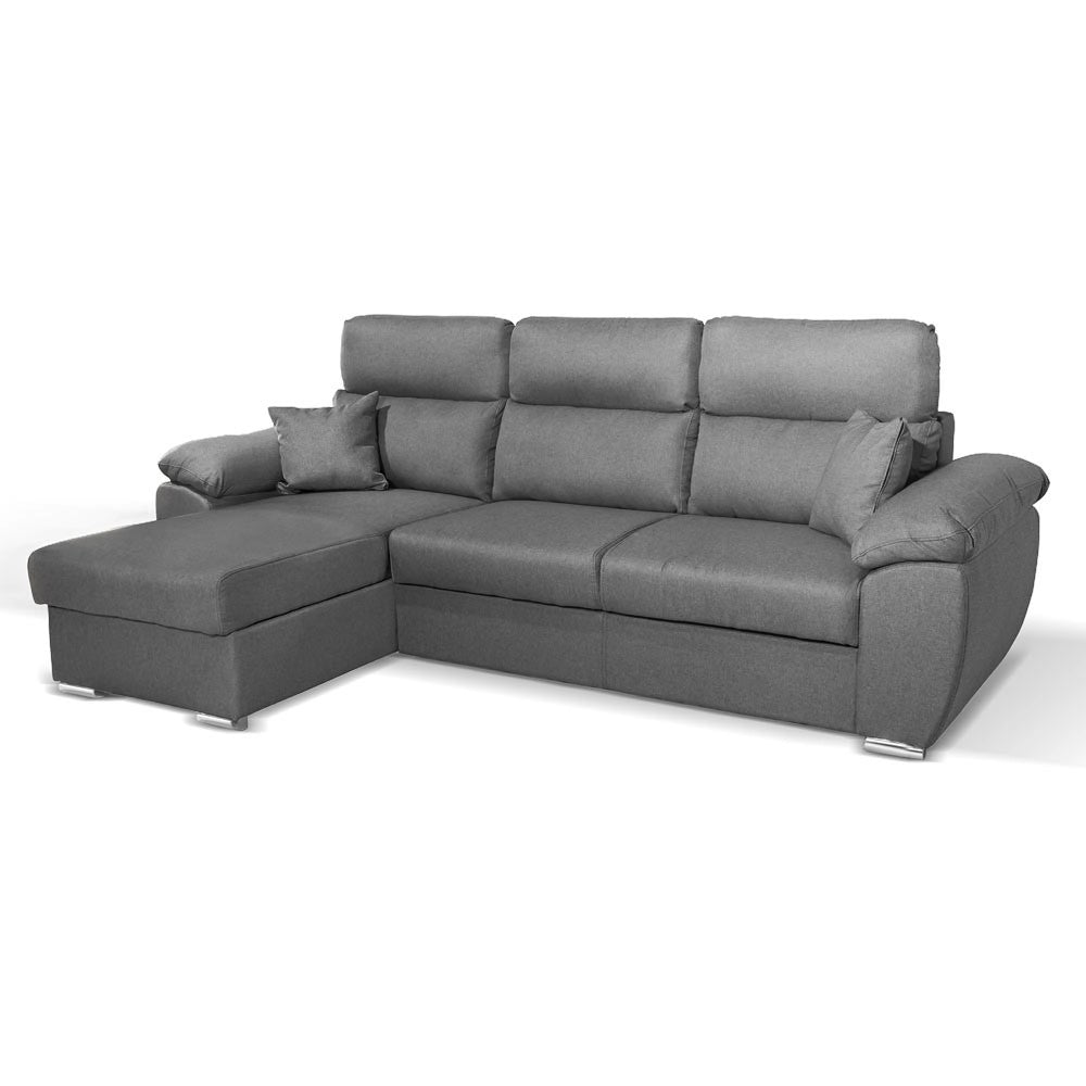 Divano con penisola contenitore grigio ComoII tessuto giulia9713