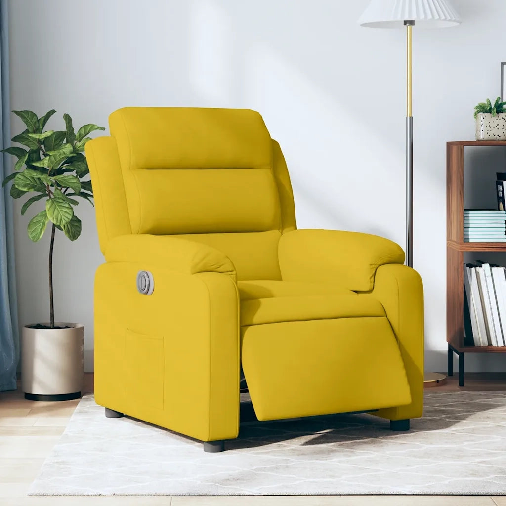 Poltrona Reclinabile Elettrica Gialla in Velluto 3205077