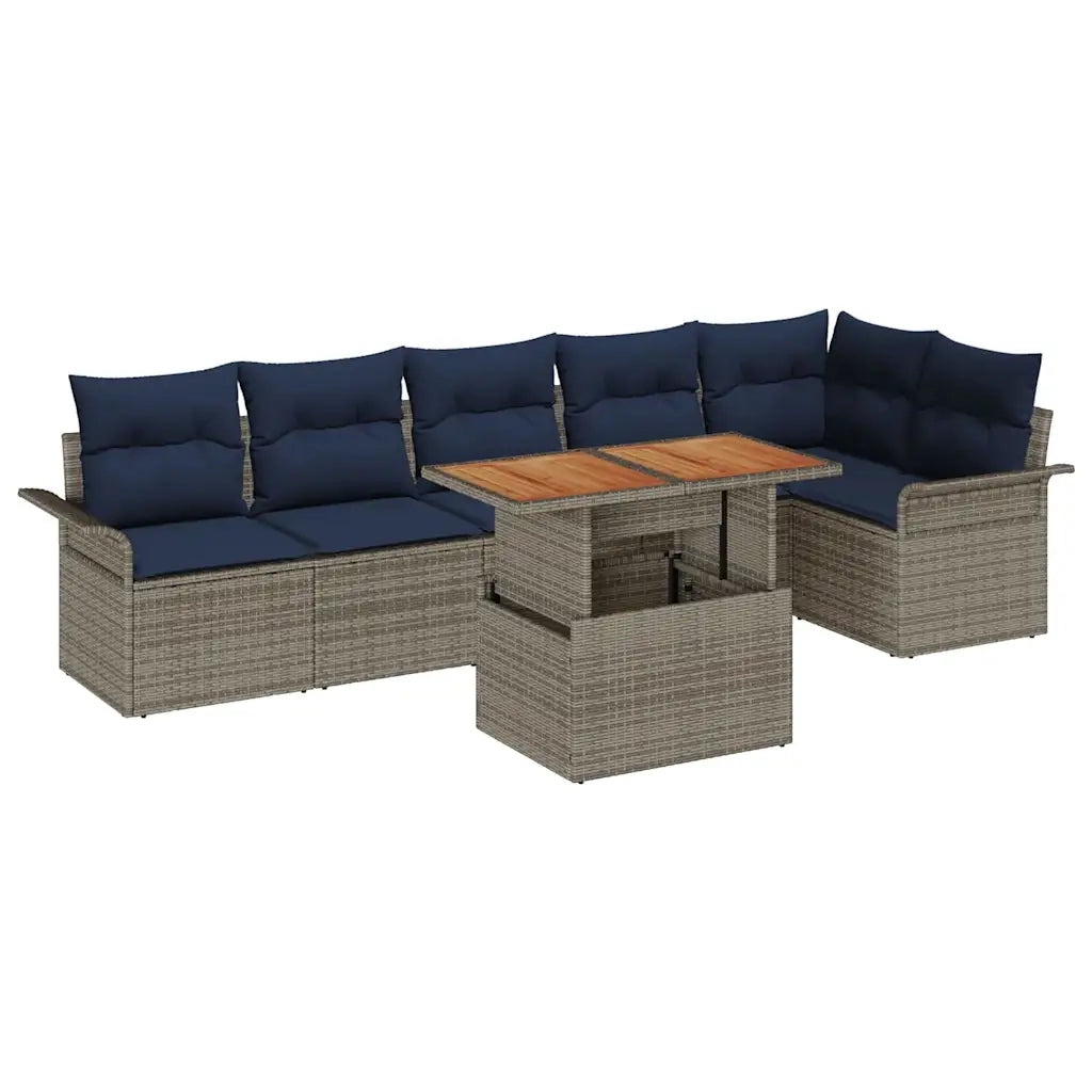 Set Divano da Giardino 7 pcs Grigio Poly Rattan 3358082