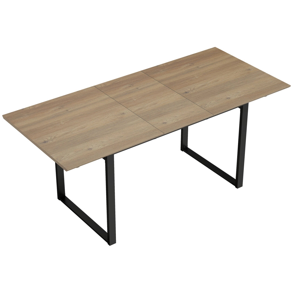 Tavolo da Pranzo Industriale per 6-8 Persone 180x80x75 cm con Ribalta Rotonda in Legno e Acciaio