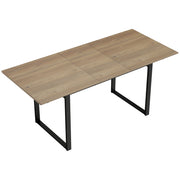 Tavolo da Pranzo Industriale per 6-8 Persone 180x80x75 cm con Ribalta Rotonda in Legno e Acciaio