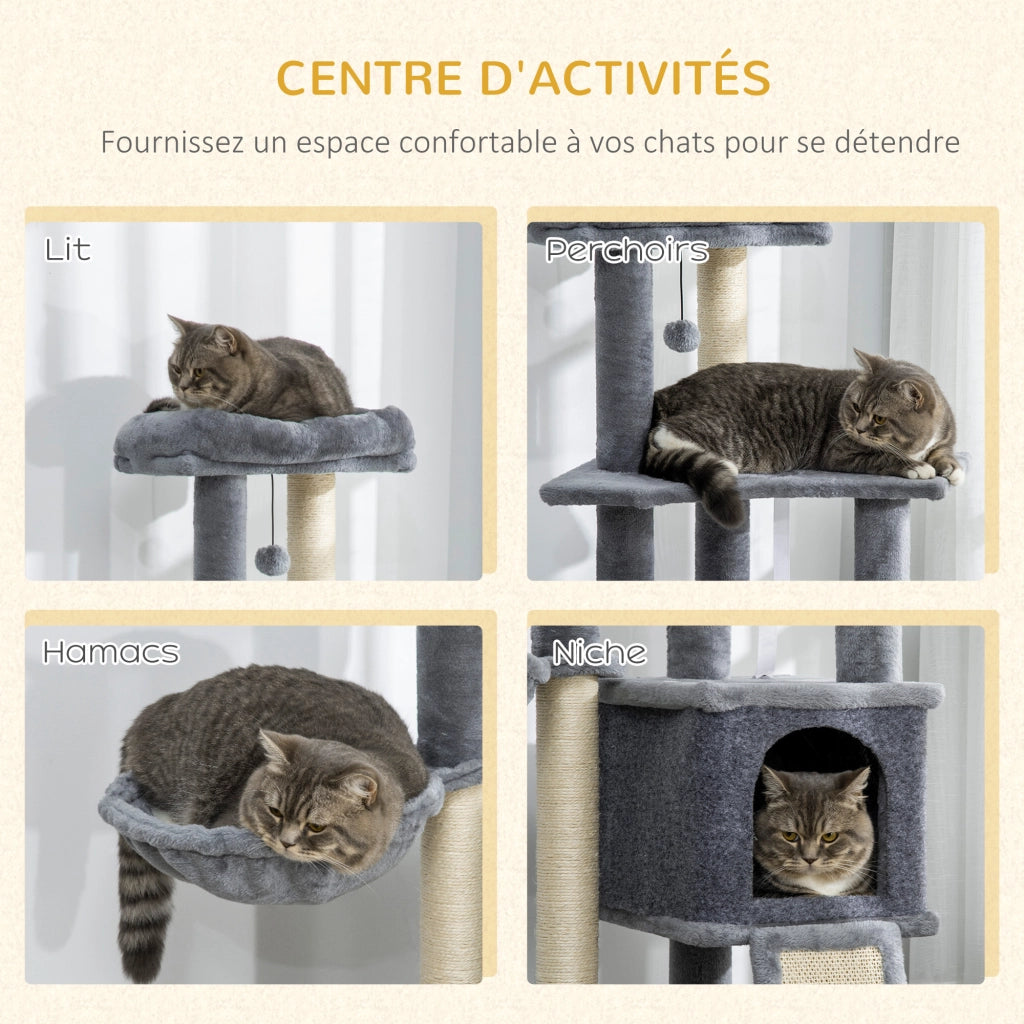 Arbre ¨¤ chat con griffoir, gioco e piattaforme ¨C zephmum ¨C grigio