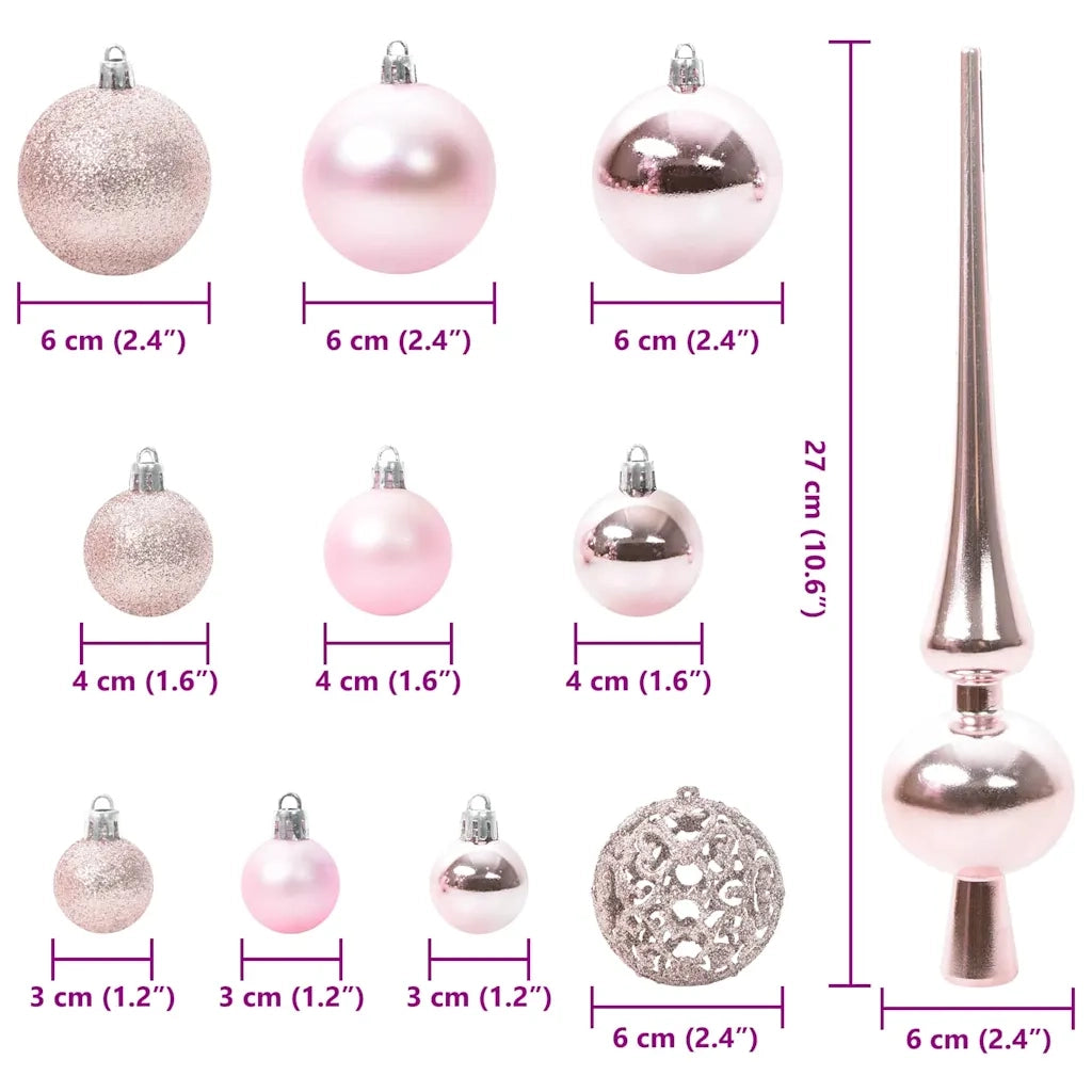 Set di Palle di Natale con 150 LED 61 pcs Rosa Plastica 42018829