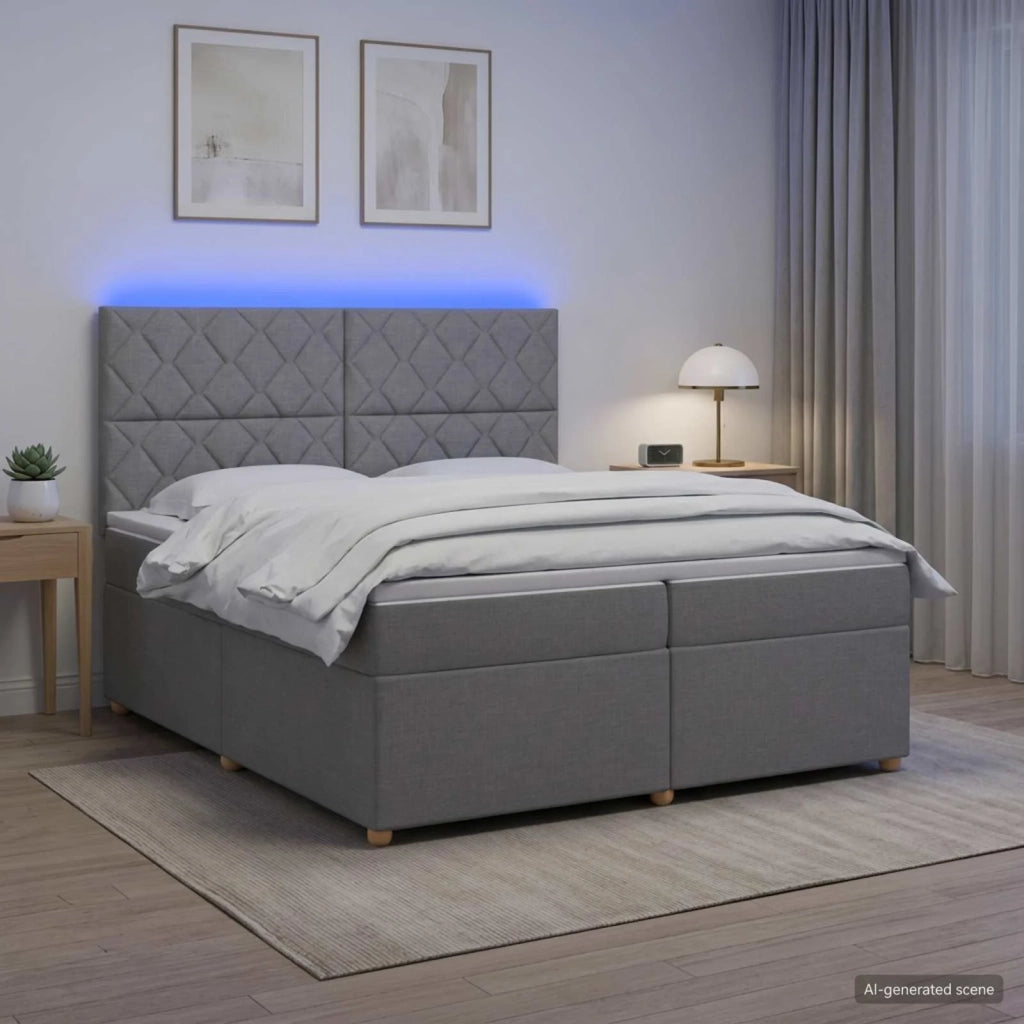 Letto box spring con materasso Grigio Chiaro 200 x 200 cm 3455434