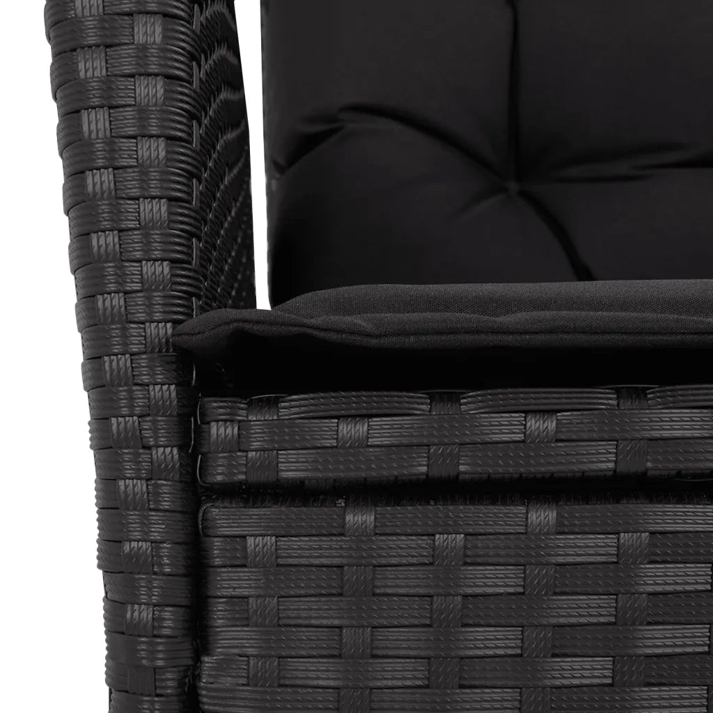 Set da Pranzo da Giardino 7 pz Nero con Cuscini in Polyrattan 3213071
