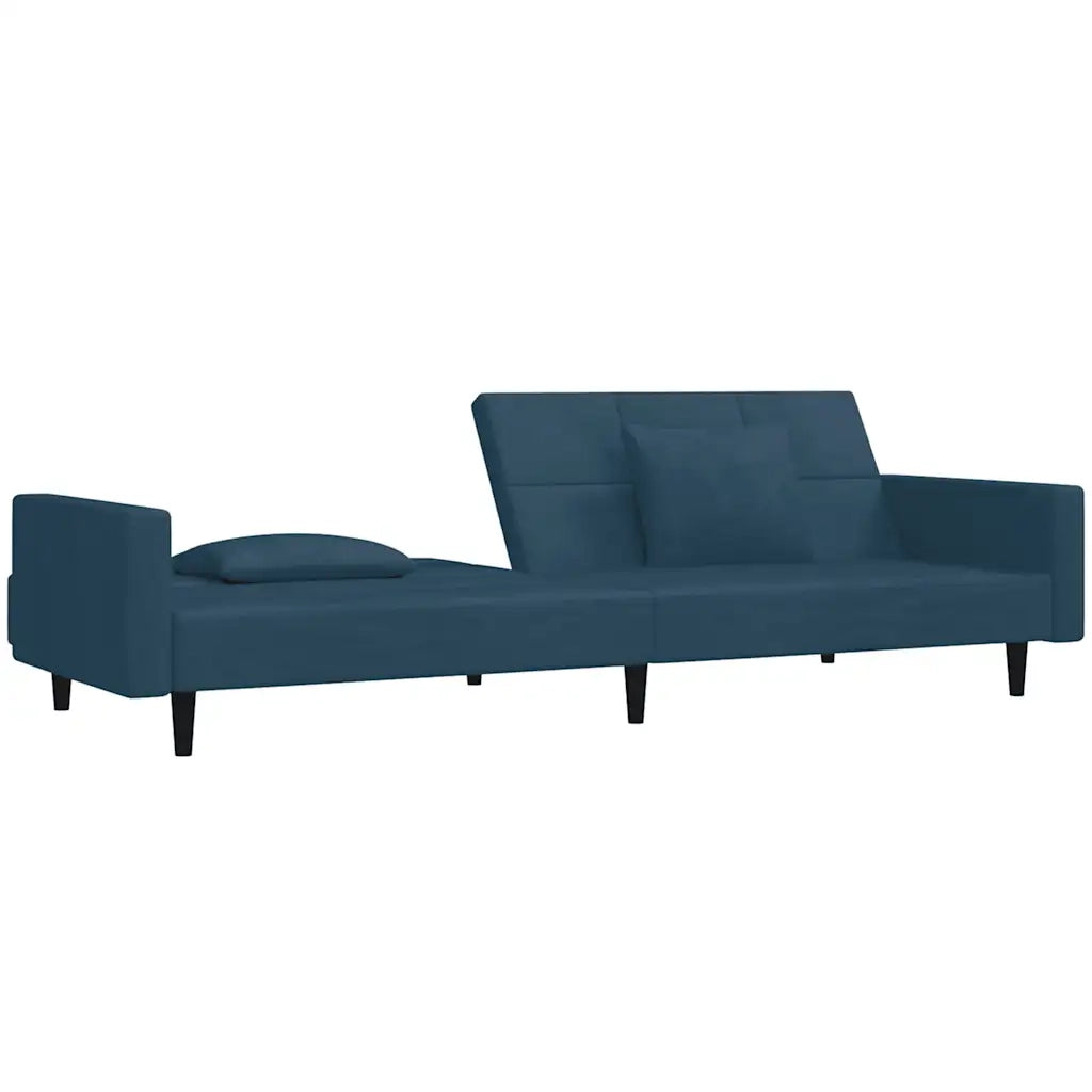 Divano Letto a 2 Posti con 2 Cuscini-Sofa Letto 2 Posti-Daybed Blu in Velluto 848093
