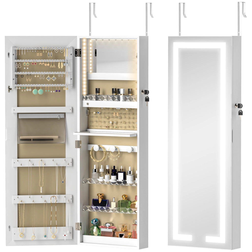 Specchio Armadio da Parete con Luci LED e Serratura ¨C Minimal ¨C Bianco