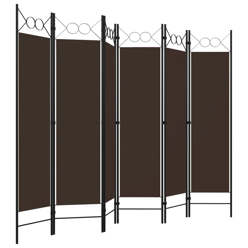 Divisorio Ambienti | Divider per stanze | Paravento a 6 Pannelli Marrone 240x180 cm