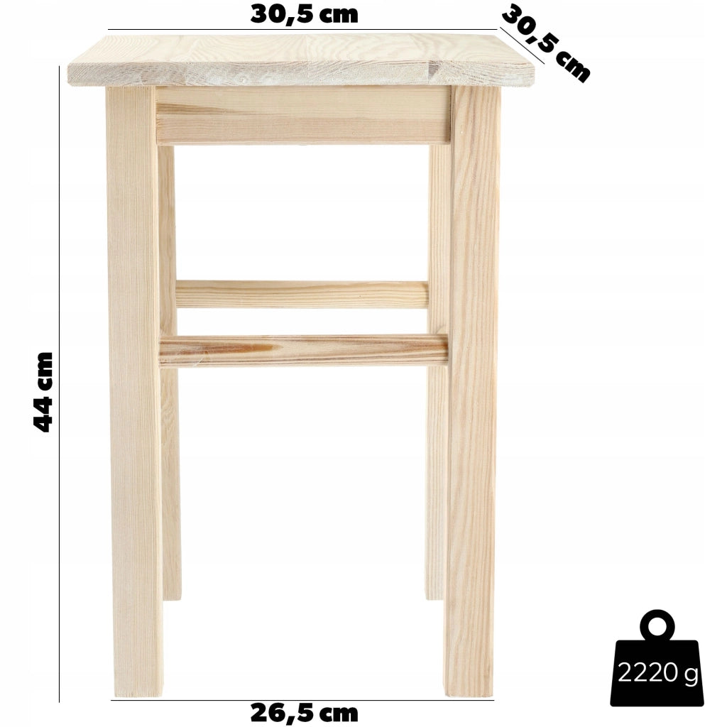 Sgabello da cucina in legno KADAX, 44 cm, robusto, bianco