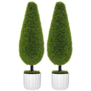 Set 2 Piante Artificiali con Vaso e Muschio - Xylo - Cipresso Bianco + Verde