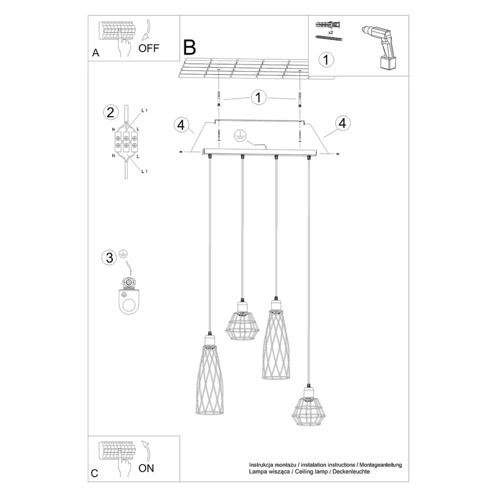 Lampada a sospensione SUBA 4L nero