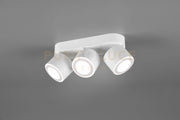 TAURUS BARRA 3 SPOTS LED 15W 1350lm, 3000K METALLO BIANCO ORIENTABILE GIREVOLE BI-EMISSIONE INTERRUTTORI SEPARATI L. 27,3CM