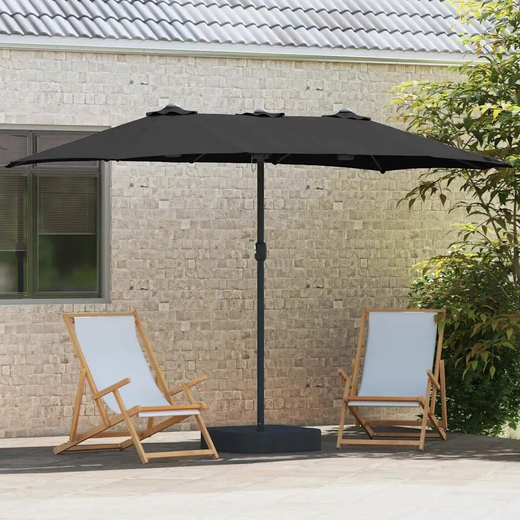 Ombrello da giardino-Ombrellone da spiaggia Nero 385 x 209 x 244 cm