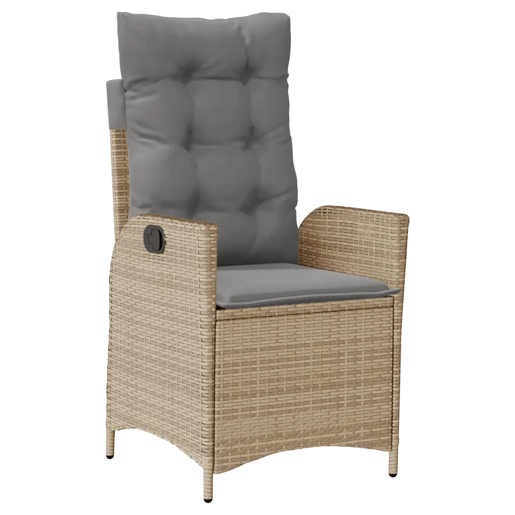 Set da Pranzo da Giardino 7 pz con Cuscini Beige in Polyrattan