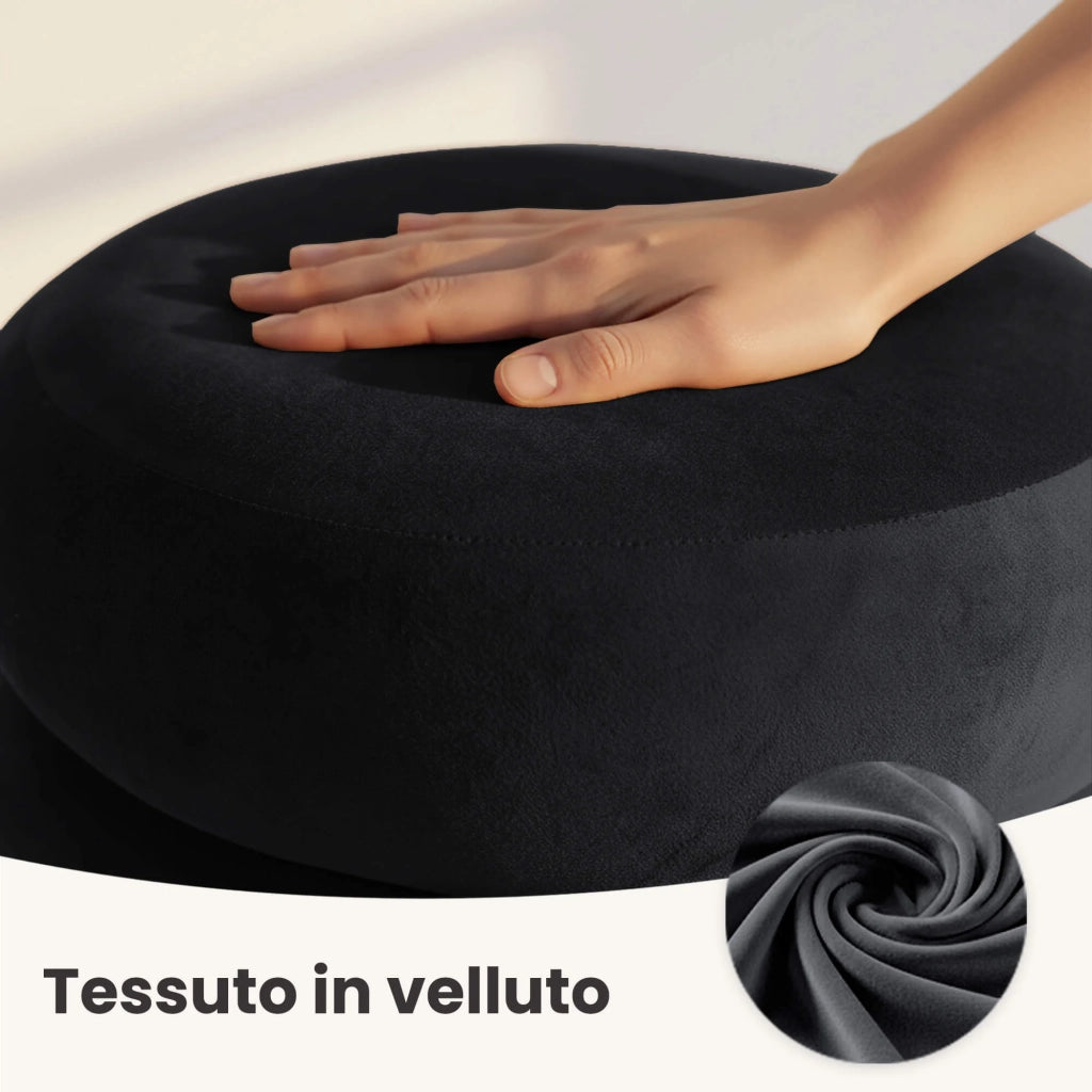 Pouf contenitore cilindrico in velluto 42 cm SNUGGO Nero